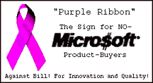 Purple ribbon agains Microsoft